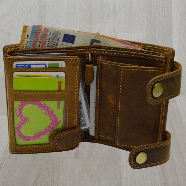 Wild Leder Portemonnaie mit Totenkopf und Hosenkette mit RFID Schutz